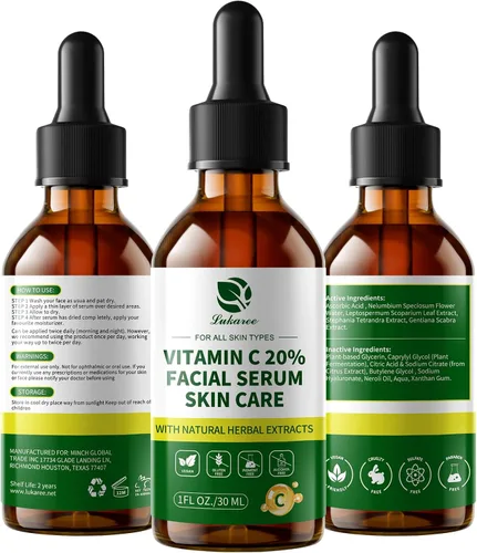Vista 9 de Lukaree Suero de vitamina C para la cara – Suero facial de vitamina C iluminador con hialuronato de sodio Unifica el tono de la piel y suaviza