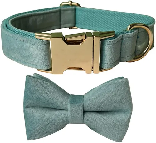 Vista 25 de Love Dream Collar de perro Bowtie de terciopelo, con hebilla de metal desmontable, suave, cómodo, ajustable, para perros pequeños, medianos