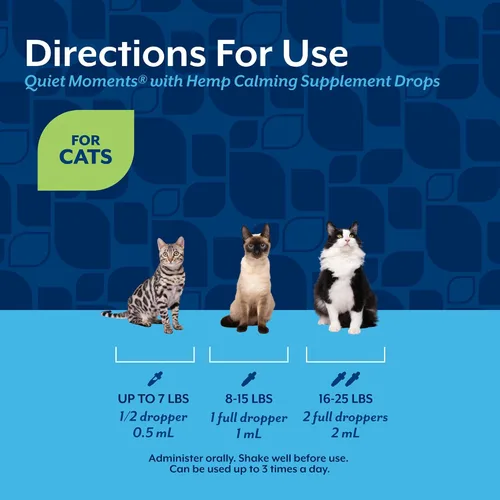 Vista 6 de NaturVet Hemp Quiet Moments - Gotas calmantes para gatos, 1 onza