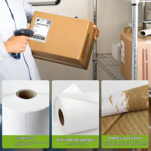 Vista 3 de Etiqueta térmica directa de 2 x 1 pulgadas, papel para códigos de barras, franqueo, dirección, perforada y compatible con impresoras Rollo, Zebra
