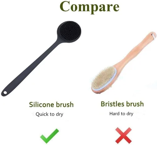 Vista 6 de Depurador corporal de silicona, depurador de espalda de mango largo para cuerpo, cepillo de espalda para ducha, exfoliante corporal