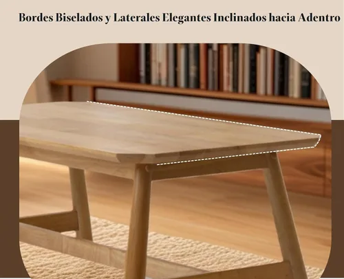 Vista 3 de CIMOTA Mesa auxiliar, mesa central rectangular moderna de mediados de siglo, mesa de té de madera natural maciza para sala de estar, acabado