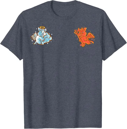 Vista 111 de Camiseta de gato ángel y diablo sentado en tu hombro Nerd Kitten, Negro