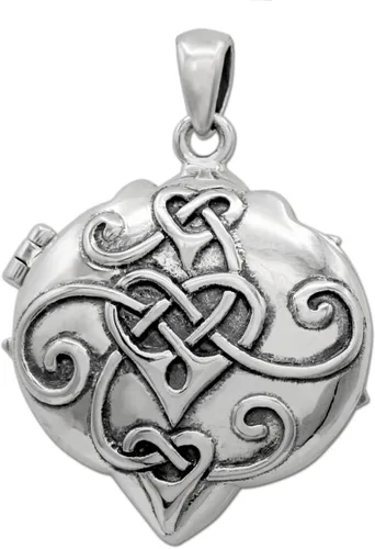 Vista 3 de Dryad Design Medallón colgante de corazón con nudo celta, plata de ley 925, piedra lunar arco iris, joyería de pentáculo wicca, Plata esterlina
