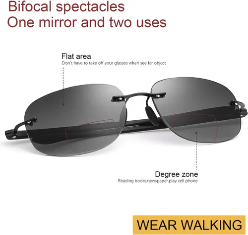 Vista 3 de MIRYEA 2 pares de lentes de lectura bifocales sin montura con protección UV, anti bloqueo de luz azul, lectores solares para hombres y mujeres