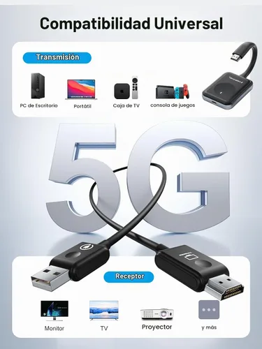 Vista 4 de Lemorele Transmisor y receptor HDMI inalámbrico Kit extensor HDMI portátil, Plug & Play 2.4/5G Rango de 164 pies 1080P HD, hasta 8 transmisores