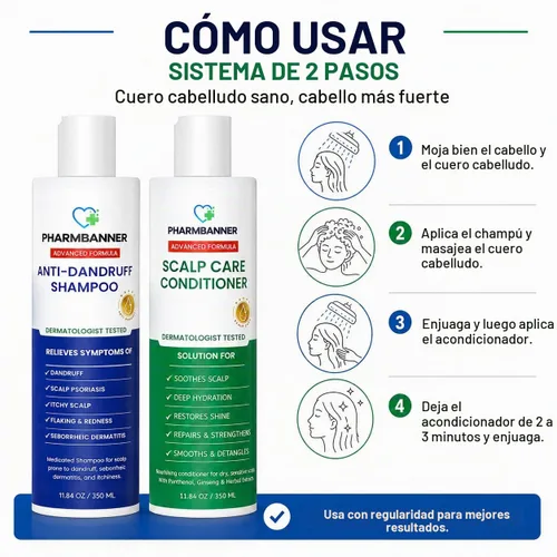 Vista 6 de PHARMBANNER Champú y acondicionador anticaspa para el cuero cabelludo