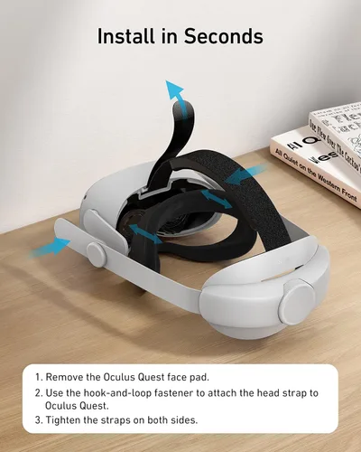 Vista 6 de Anker Head Starp compatible con Oculus Quest 2 cambia fácilmente entre virtual y realidad tamaño ajustable para usar
