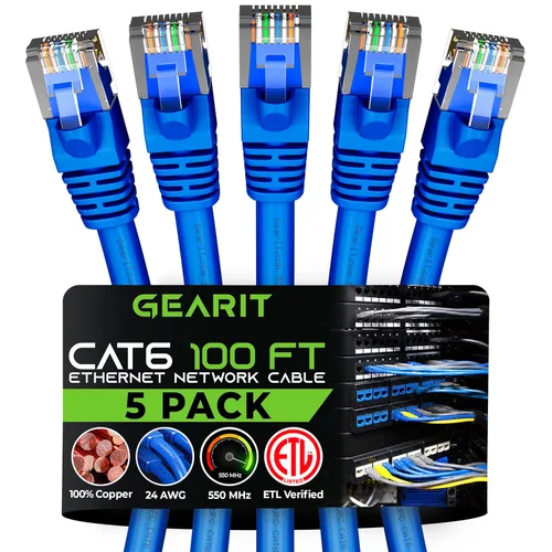 Vista 16 de GEARit Cables de conexión Cat6 de 1 pie negro (paquete de 5) Cables de conexión Cat 6 de 1 pie, cable de conexión negro/Ethernet, 10Gbps 550MHz