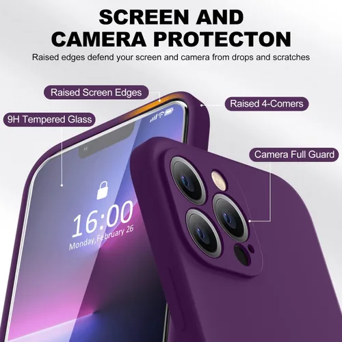 Vista 2 de BossKiss Funda compatible con iPhone 13 Pro, silicona de alta calidad mejorada [protección de cámara] [2 protectores de pantalla]