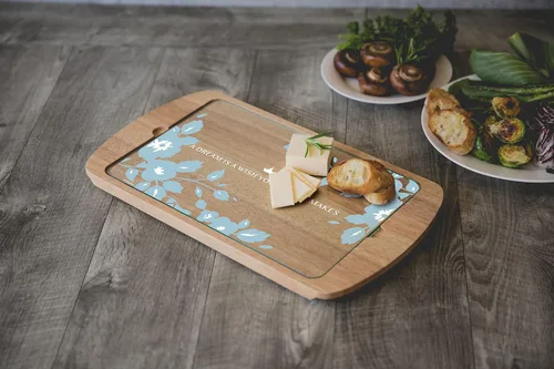 Vista 2 de Picnic TIME Disney Princess - Tabla de queso de Cenicienta con parte superior de vidrio, bandeja para servir, tablas de queso, tablas de embutidos