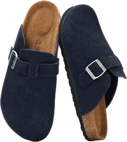 Vista 16 de Zuecos de cuero genuino 100% de grano completo para hombres - Zapatos de Negro