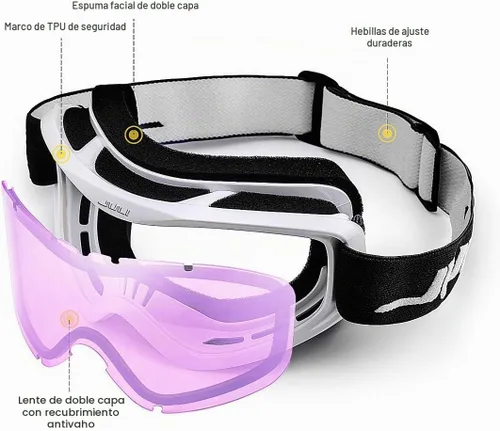 Vista 3 de Juli - Gafas de esquí, snowboard y patinaje, para hombres y mujeres Blanco ártico/zafiro púrpura (vlt 18.5%)
