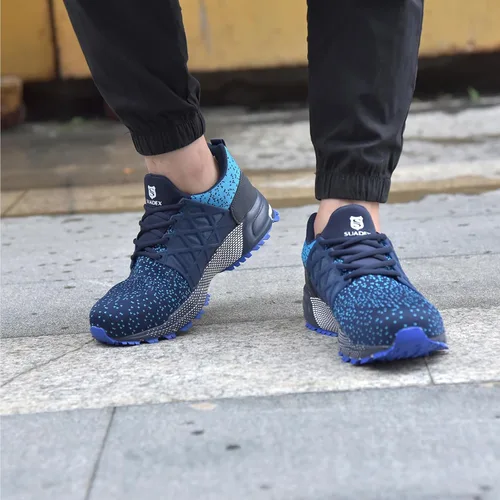 Vista 5 de SUADEX Zapatos de punta de acero indestructibles para hombres y mujeres, zapatos de trabajo ligeros para hombres, cómodos zapatos de seguridad