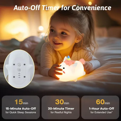 Vista 6 de Dealswin Regalos de Navidad para niñas, bonita luz nocturna LED de silicona de animales para niños, lámpara táctil que cambia de color, lámpara