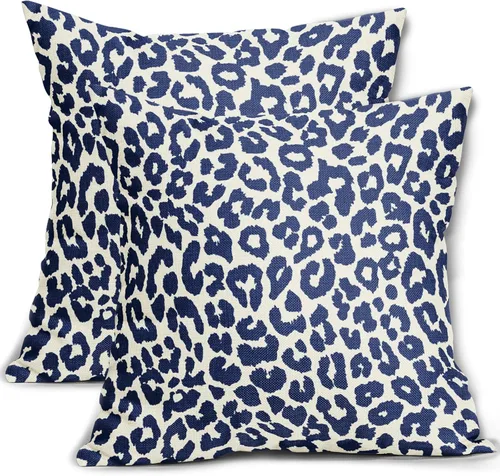 Vista 54 de Juego de 2 fundas de almohada con estampado de leopardo negro de 16 x 16 pulgadas, diseño de animal de guepardo, chinoiserie, fundas de almohada