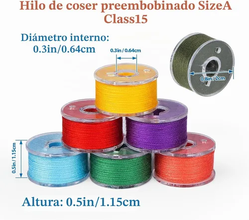 Vista 3 de Juego de 210 hilos de bobina preenrollados - 36 colores tamaño A