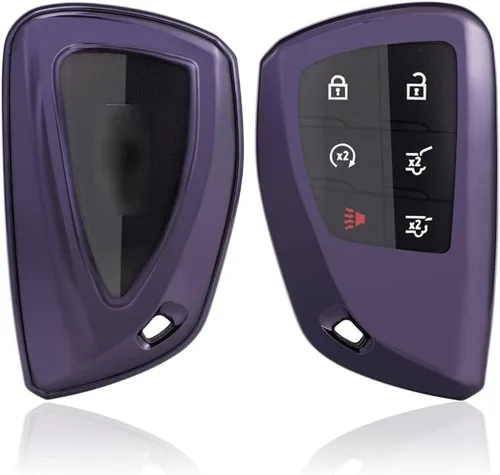 Vista 7 de Xotic Tech - Carcasa para llavero de TPU suave, llave de entrada inteligente sin llave, Tipo 1, morado y negro