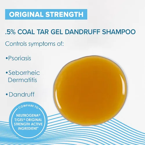 Vista 2 de True+Real Champú de alquitrán de hulla terapéutico Plus Tar Gel anti-caspa, fuerza original 0.5% alquitrán de hulla, 4.4 fl oz