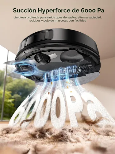 Vista 3 de Robot aspirador y trapeador, robot aspirador mejorado sin bolsa con vaciado automático, aspiradora robótica de 6000 Pa con navegación LiDAR, mapeo