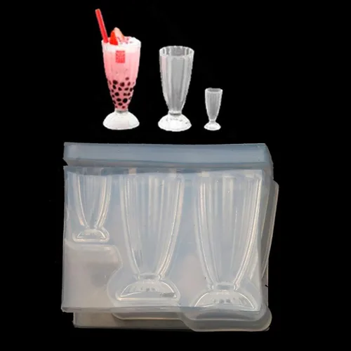 Vista 3 de DIY 3D botella de vidrio resina molde taza taza simulado comida mini pastel molde de silicona