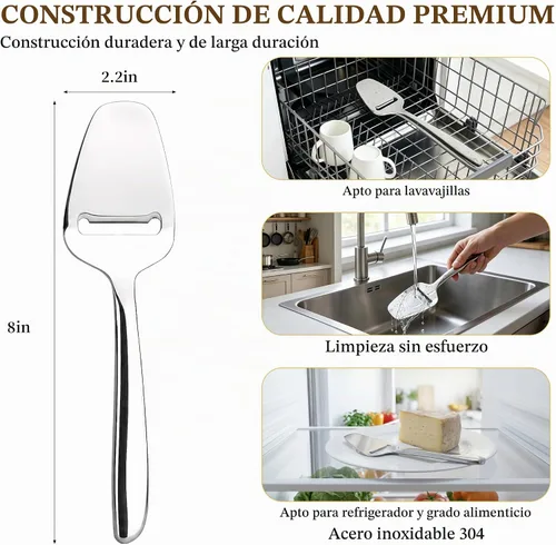 Vista 5 de TOPULORS Cortadora de queso de acero inoxidable de alta calidad, afeitadora antiadherente para rebanadas uniformes, espátula de mano para queso