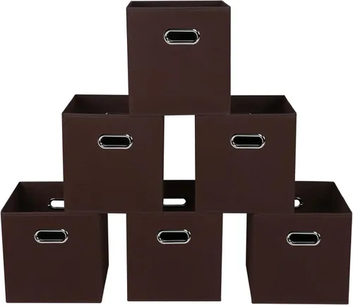 Vista 22 de Yunkeeeper - Contenedores de almacenamiento, cubos organizadores de tela con asa, cubos plegables para almacenamiento de tela o accesorios, 11 x 11