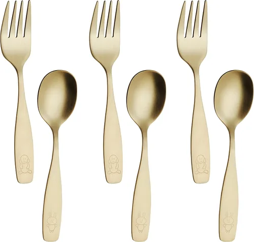 Vista 14 de ANNOVA Juego de cubiertos seguros para niños de acero inoxidable, tenedores para niños, cucharadas para niños, utensilios de metal para lonchera