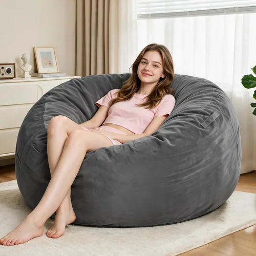 Vista 14 de Sillón puff de 3 pies Sillón estilo puff grande de 3 pulgadas con relleno de espuma viscoelástica, sofá suave con funda de terciopelo holandés