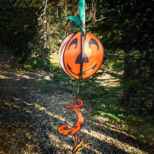 Vista 2 de In the Breeze Calabaza con sombrero colgante bola Spinner, Halloween Wind Spinner, 2497 Calabaza con sombrero colgante Spinner