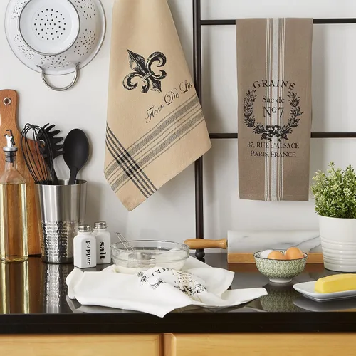 Vista 5 de DII Colección de cocina de mesa estilo francés, juego de paños de cocina, 18 x 28 pulgadas, grano francés surtido, 3 piezas