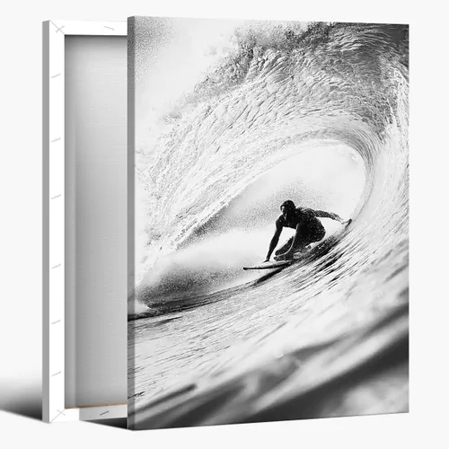 Vista 9 de Póster de surf oceánico azul de los años 90, arte de pared de verano y playa, surfista costero, hombres, deportes extremos de agua, impresiones