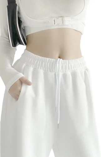 Vista 2 de Pantalones deportivos de pierna ancha para mujer, pantalones de yoga casuales de cintura alta, pantalones de descanso con bolsillos