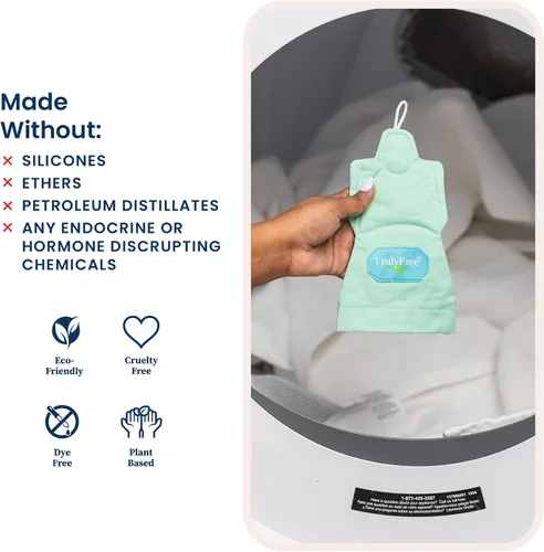 Vista 4 de Truly Free Dryer Angel - Toallitas naturales alternativas para secadora, hojas de suavizante reutilizables y no tóxicas, potenciador de aroma