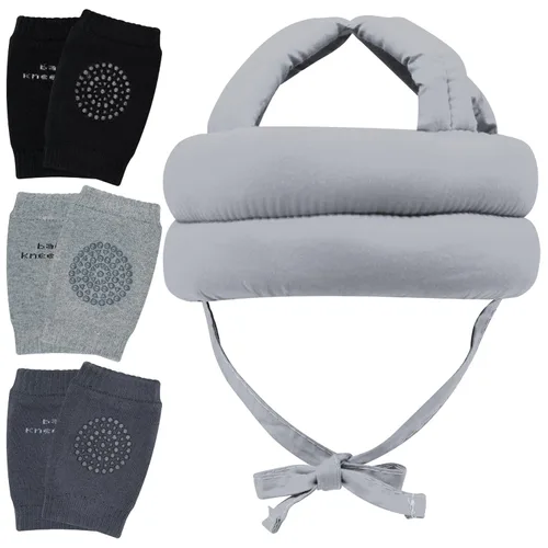 Vista 11 de Protector de cabeza de bebé y rodilleras para bebé, 3 pares de protectores para niños pequeños, cojín de algodón suave, capucha de seguridad Coche