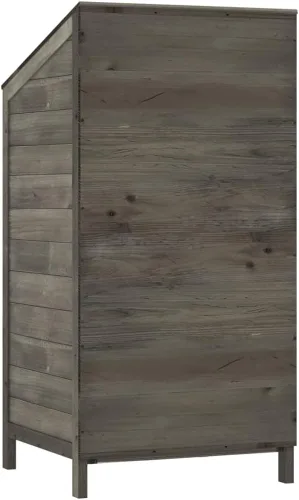 Vista 6 de Cobertizo de almacenamiento de madera para jardín, gabinete de almacenamiento de abeto de madera maciza, cobertizo de herramientas de madera