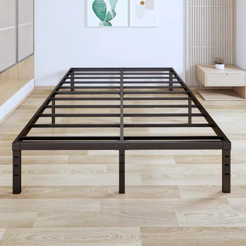 Vista 5 de Base de cama King de 14 pulgadas, plataforma de metal resistente, marco de cama de fácil montaje, no necesita somier, soporte de colchón de 3500