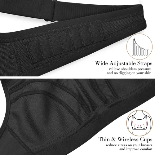 Vista 5 de Wingslove Sujetadores deportivos para mujer, de alto impacto, ajustable, sin varillas, talla grande, para entrenamiento, correr, talla grande