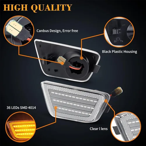 Vista 4 de POPMOTORZ Luces LED de posición laterales para parachoques delantero, lámparas de señal de giro ámbar compatibles con Chevy Cruze 2011-2015