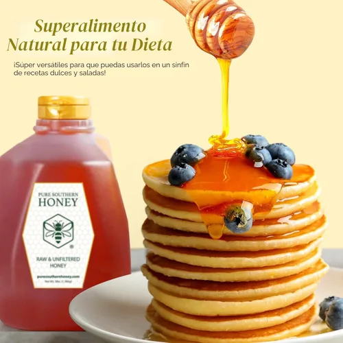 Vista 2 de Miel de flores silvestres 100% cruda y sin filtrar, fabricada en Estados Unidos por Pure Southern Honey (48 onzas)