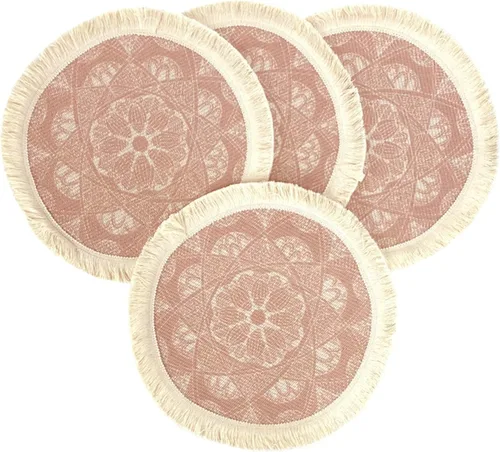 Vista 9 de Fennco Styles Unique Dream Catcher - Manteles individuales de algodón con flecos, 14 pulgadas, redondos, juego de 4 manteles individuales bohemios