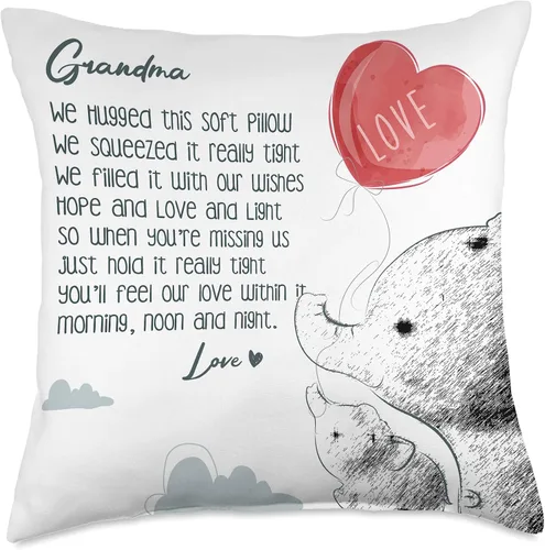 Vista 4 de Almohada para abuela de nietos con elefante, 15.7 x 15.7 in, multicolor