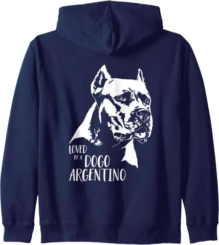 Vista 5 de Loved by a Dogo Argentino dog mom dog saying Zip Hoodie