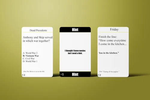 Vista 3 de CP TIME Rol: Blackbuster Edition - Juego de preguntas de películas para adultos, juegos de cultura negra, diversión familiar, ideal para noches