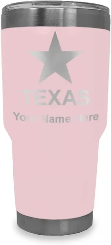 Vista 23 de LaserGram Vaso aislado al vacío de 20 onzas, bandera de Texas, grabado personalizado incluido (negro)