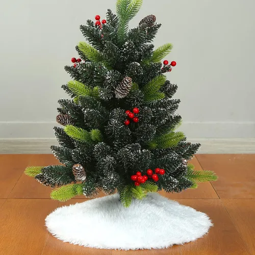 Vista 11 de Sattiyrch Falda pequeña para árbol de Navidad de 18 pulgadas, falda de árbol de Navidad rosa de piel sintética para mesa pequeña