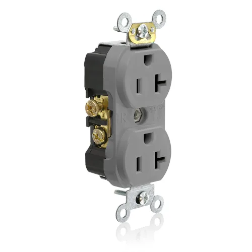 Vista 2 de Leviton Receptáculo dúplex resistente a manipulaciones, 20 amperios, 125 voltios, cable lateral, grado de especificaciones comerciales, sin Blanco