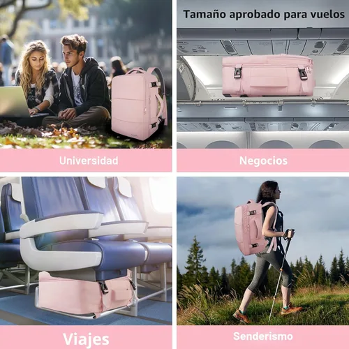 Vista 9 de Taygeer - Mochila de viaje para mujeres, mochila de cabina con puerto de carga USB y bolsa para zapatos, mochila TSA para laptop de 15.6 pulgadas