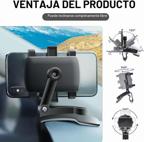 Vista 5 de Soporte Universal para Teléfono de Coche para Salpicadero, Soporte Multifuncional para Teléfono Móvil de Tablero de Coche, Soporte de Espejo