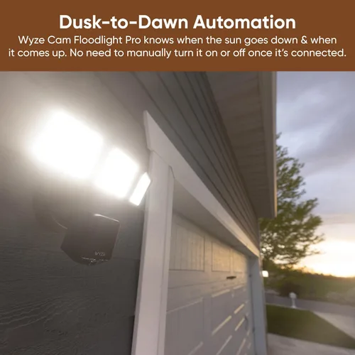 Vista 9 de WYZE Floodlight Camera Pro, Elección de los Editores de PCMag 3000-lúmenes LED, cámara de seguridad exterior HD 2.5K, vista ancha de 180°, visión
